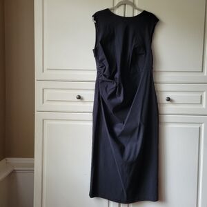 Maeve Anthropologie Ruched Midi Dress Sleeveless Poplin Black Plus 1X